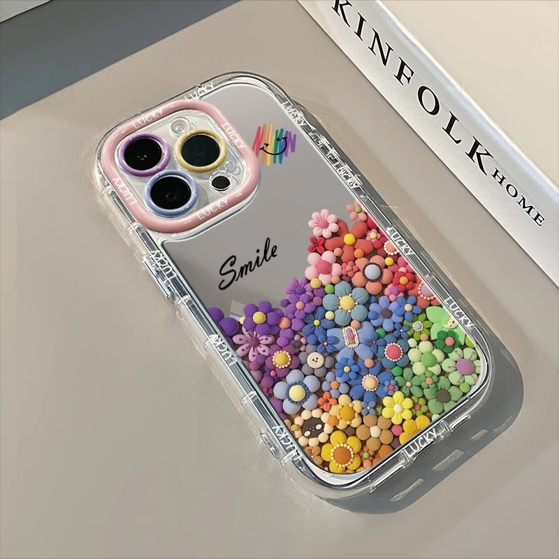 Custodia per telefono compatibile con TechGlobe Rainbow Smiley Face per iPhone 17 Pro Max Mirror 15, copertura completa, antiurto, 14/13/16_voghion.com