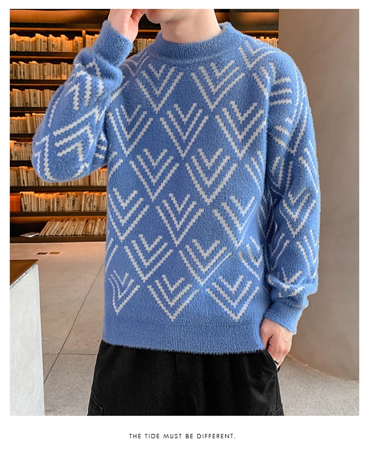 Jungen-Pullover aus Nerzfell für Teenager, dicker Winterpullover mit halbem Rollkragen, warmes Basishemd für Mittel- und Oberstufe_voghion.com