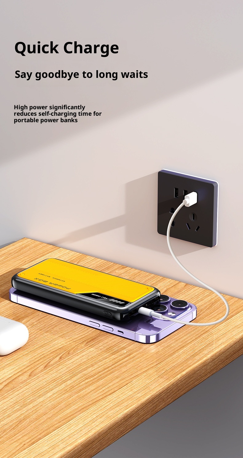 techglobe 66W Fast Charging 10000mAh 20000mAh Built-in Cable New Model Bank Ultra-thin Portable Mobile Power Supply Wholesale_voghion.com