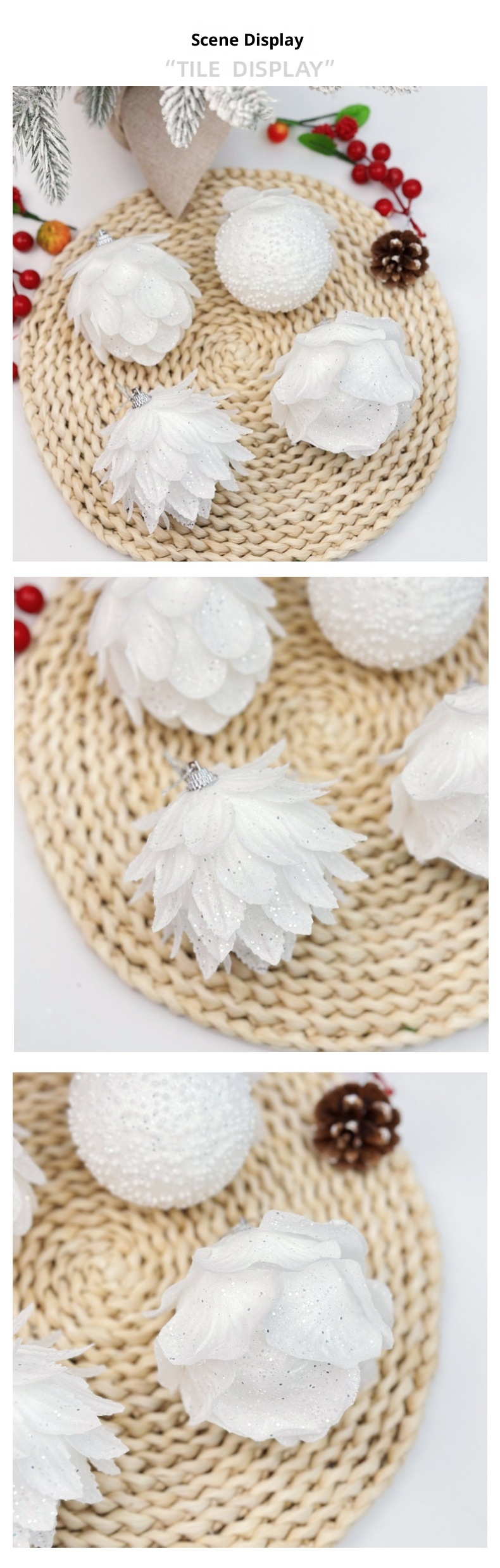 Lillian Cross-Border Foam Atmosphere Fluffy Ball White Christmas Tree Sticky Powder Decoration Petal_voghion.com