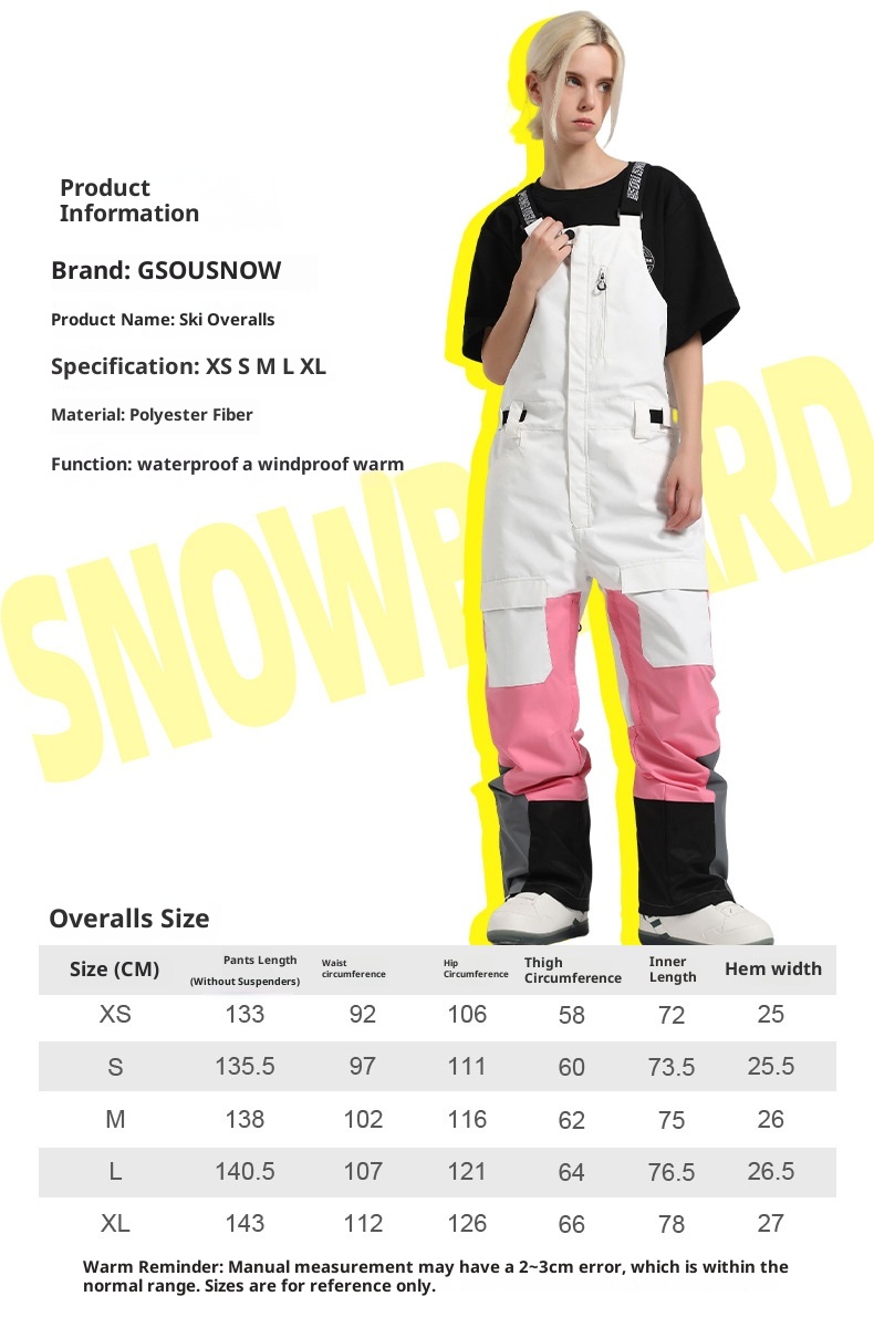 001 Nowe męskie spodnie snowboardowe, wiatroodporne, wodoodporne, ciepłe, z blokami kolorów, do pracy, do użytku na zewnątrz, jednoczęściowe, narciarskie, damskie_voghion.com