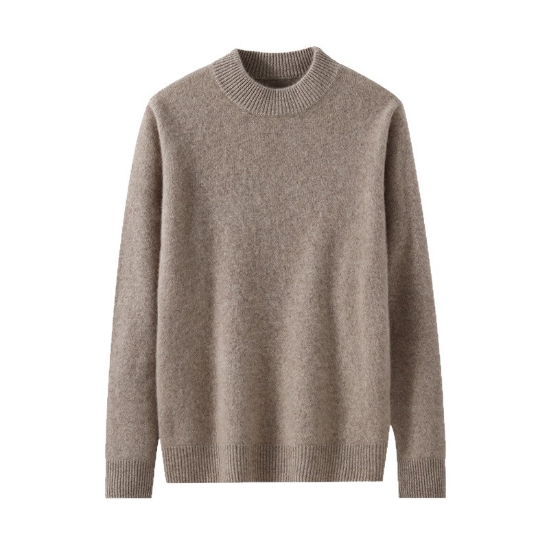 boy Boy Boy 100% Pure Wool Men's Half Turtleneck Thickened Solid Color Sweater Business Casual Loose Knitted Base Shirt Top_voghion.com