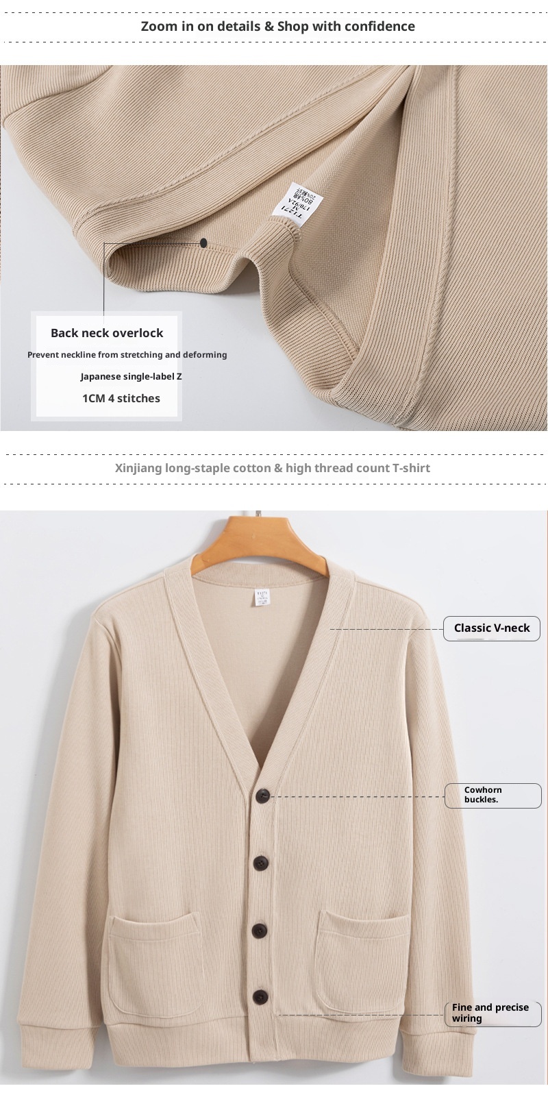 Ragazzo Ragazzo Ragazzo 2025 Felpa con scollo a V in cotone Xinjiang lavabile in lavatrice, stile lavorato a maglia, cardigan da uomo e da donna, giacca piccola da uomo_voghion.com