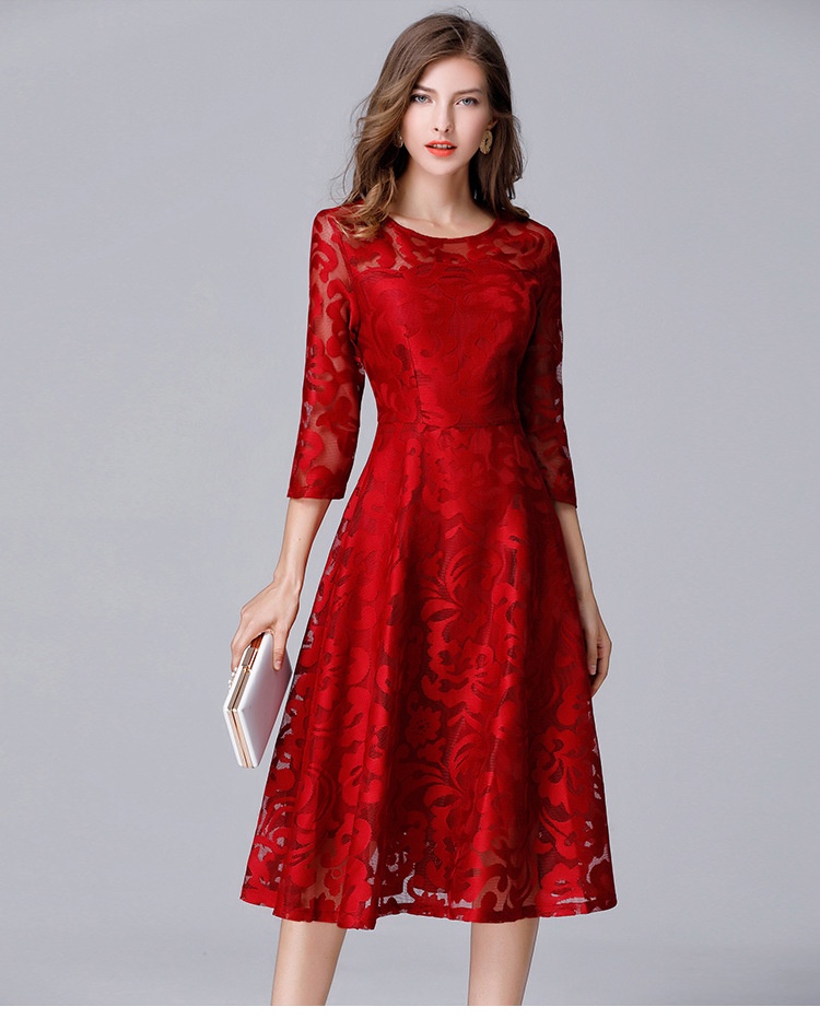 ChicShe Flared Lace European And American Fashion Plus Size Simple Loose Mid-Length Casual Dress Factory Direct Sale_voghion.com