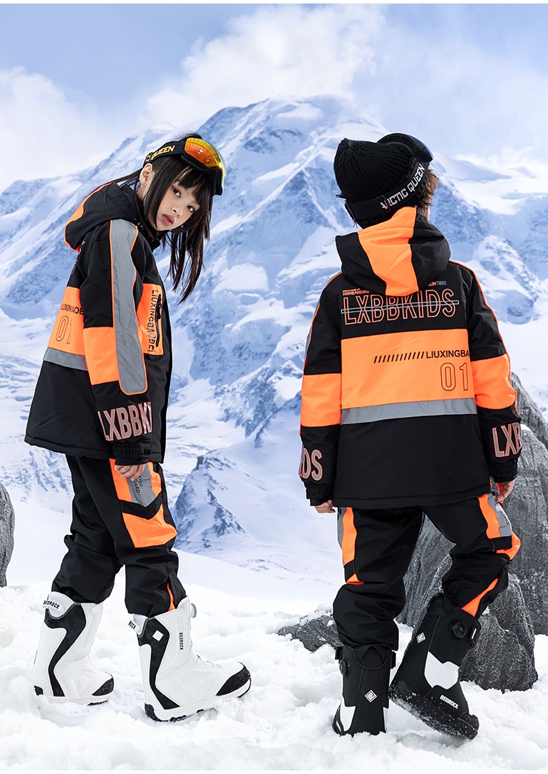 001 Neuer Kinderanzug für Jungen und Mädchen, Winter-Outdoor-Windschutz, wasserabweisend, warm, dicke Skijacke und -hose_voghion.com