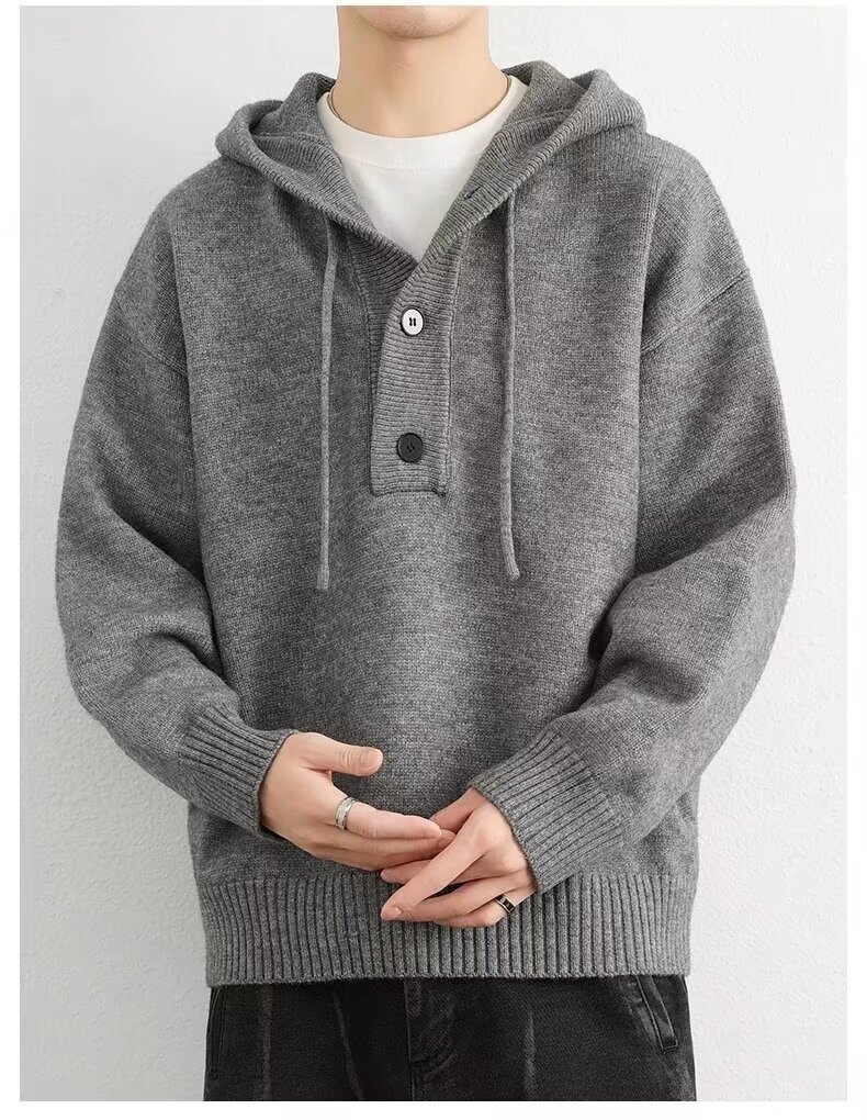 boy Boy Boy 2025 Spring Autumn Winter New Cardigan American Retro Casual Lazy Style V-neck Knitted Sweater Men's Solid Color Jacket_voghion.com