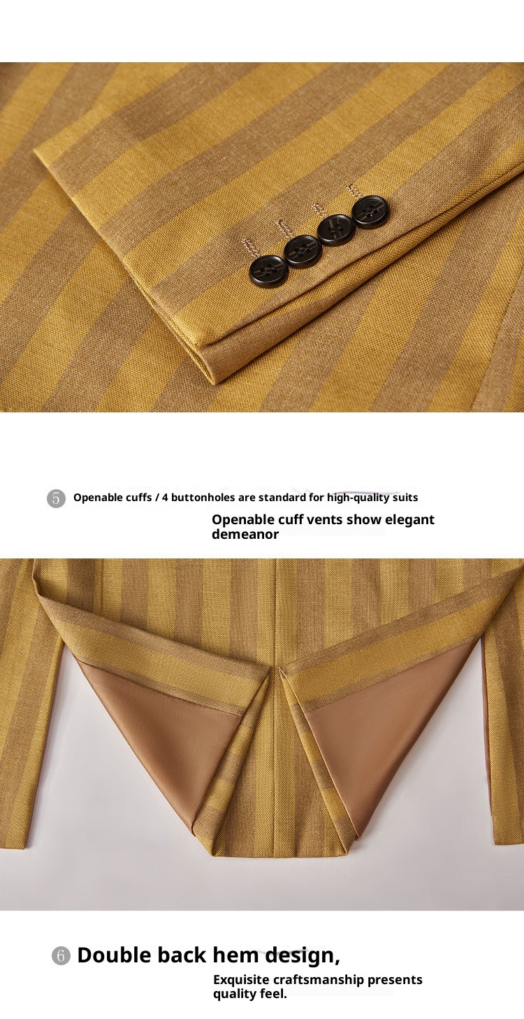 QFV507045555501<2 QFV507045555501<2 Completo da uomo autunno inverno nuovo, a righe, doppiopetto, stile coreano, casual, due pezzi, oro_voghion.com