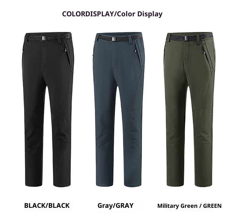 001 Cross-Border Outdoor Soft Shell Winter Skiing Hiking Loose Windproof Waterproof Softshell Pants Thickened Warm_voghion.com