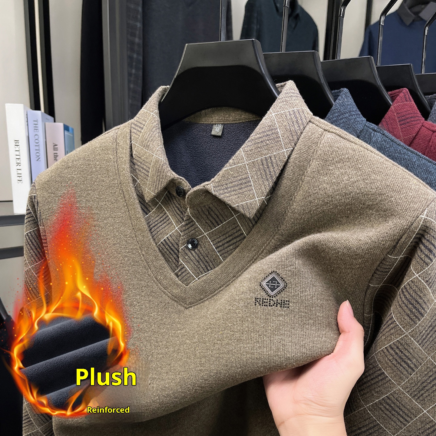 Maglione da uomo Boy Boy con fodera in lana di pecora e pile, design a due pezzi ispessito, nuovo modello 2025, base calda invernale_voghion.com