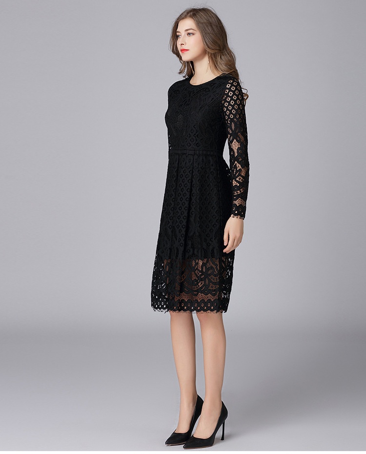 ChicShe Size Women's Black For Foreign Trade, European And American Fashion, Lace Trim, Plus Size, 100kg Dress_voghion.com
