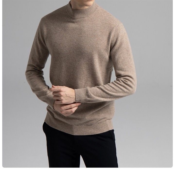 boy Boy Boy Foreign Trade Double Turn High Neck Men Wool Soft Warm Knitted Solid Color Slim Fit Base Sweater Trendy_voghion.com