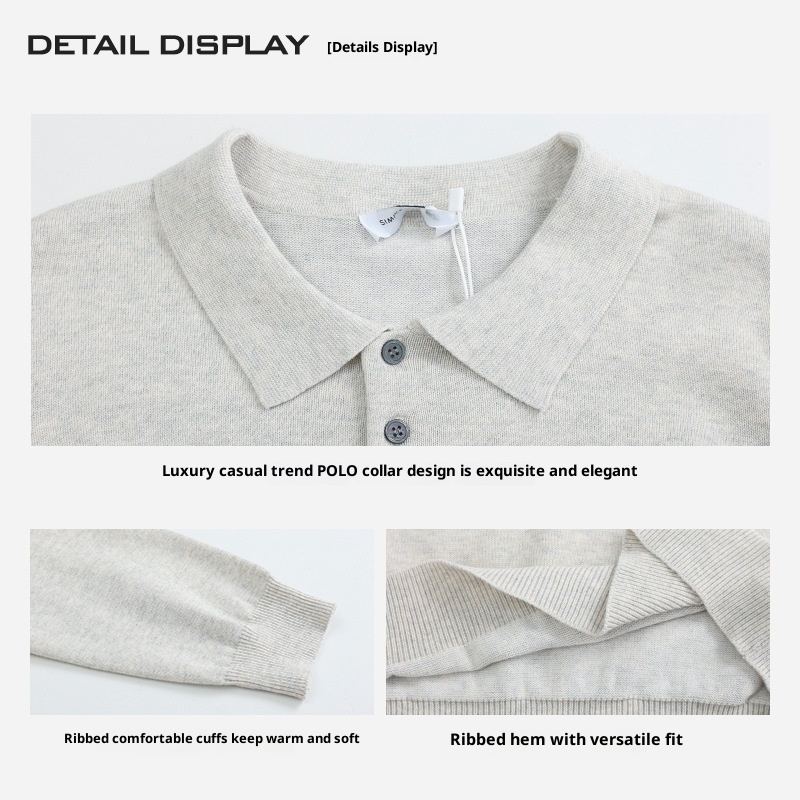 Polo-Strickpullover im Old-Money-Stil für Herren mit Umlegekragen – ein lässiges und vielseitiges Langarmshirt für Herbst und Winter._voghion.com