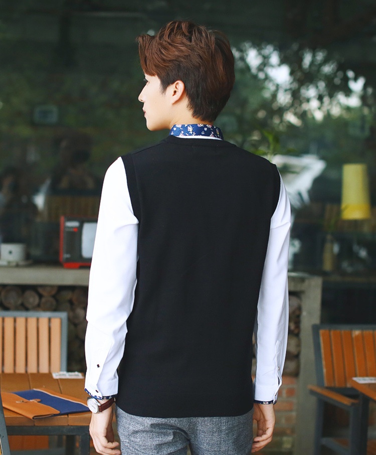 Jungen-Pullover mit Rundhalsausschnitt, einfarbig, ärmellos, gestrickt, aus Wolle, Herrenpullover_voghion.com