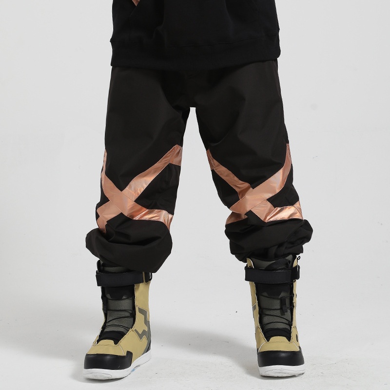 001 23 Winter New Large Size Snow Men Loose Windproof Waterproof Breathable Warm Glow-in-the-Dark Ski Pants Women Snowboard_voghion.com