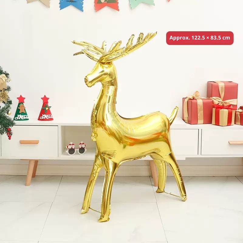 Lillian 3D Gold Deer Standing Reindeer Balloon Inflatable Decoration Photo Prop Stall Supplies Christmas Limited Edition_voghion.com