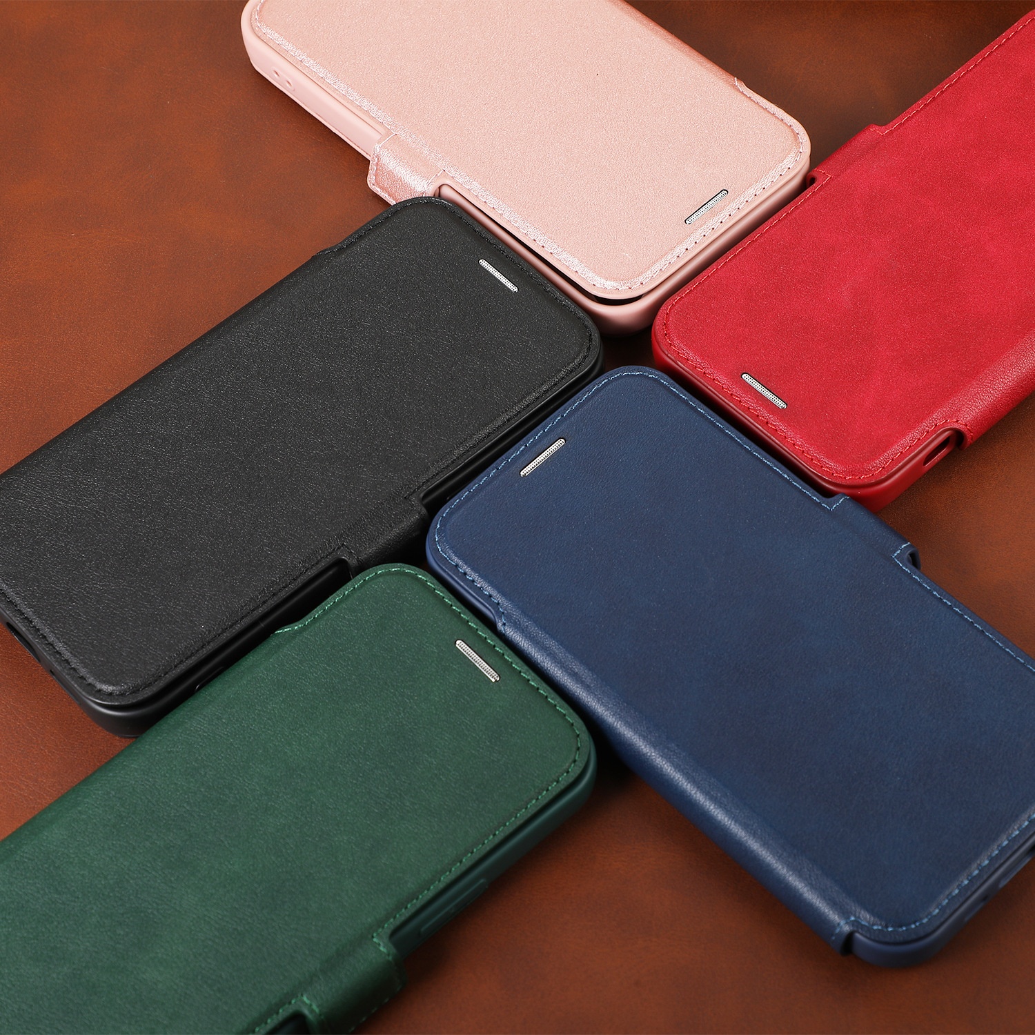 TechGlobe Wholesale Compatible IPhone 15 Pro Textured Phone 13 Multi-Card Slot Sliding Window Lens Protector Leather Case_voghion.com