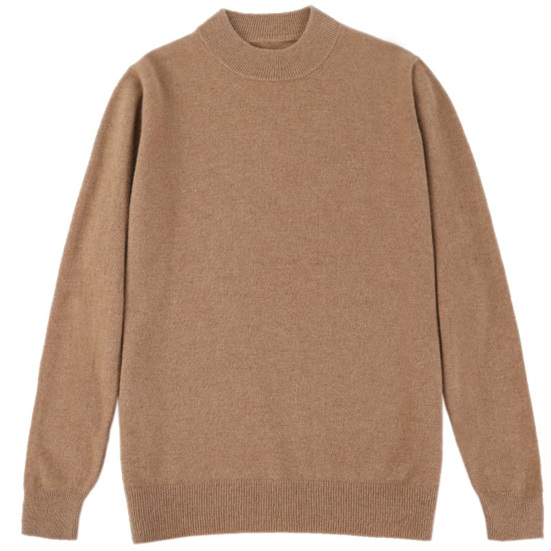 Herren-Halbrollkragenpullover aus 100 % reiner Wolle, warm, gestrickt, Übergröße, lässig, mittelhoher Kragen, Kaschmirbasis, Herbst/Winter_voghion.com