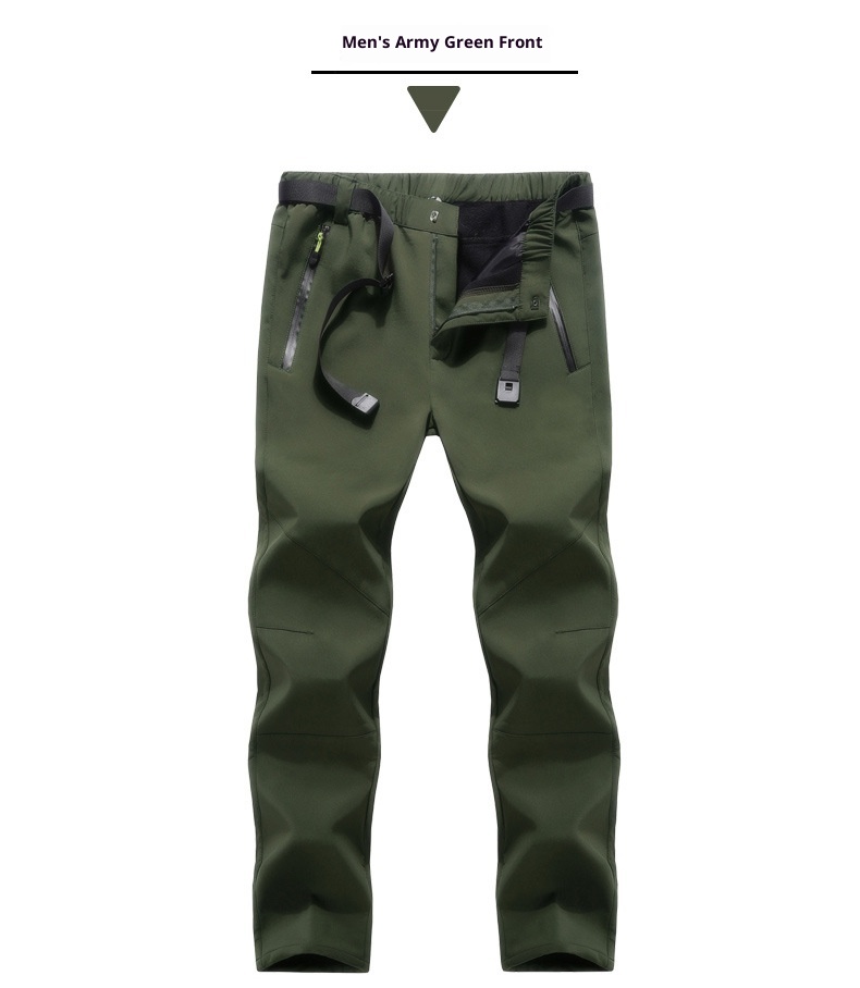 001 Outdoor Softshell Pants For Men And Women, Winter Fleece-Lined Thickened Hiking Skiing Windproof Waterproof Fleece Soft_voghion.com