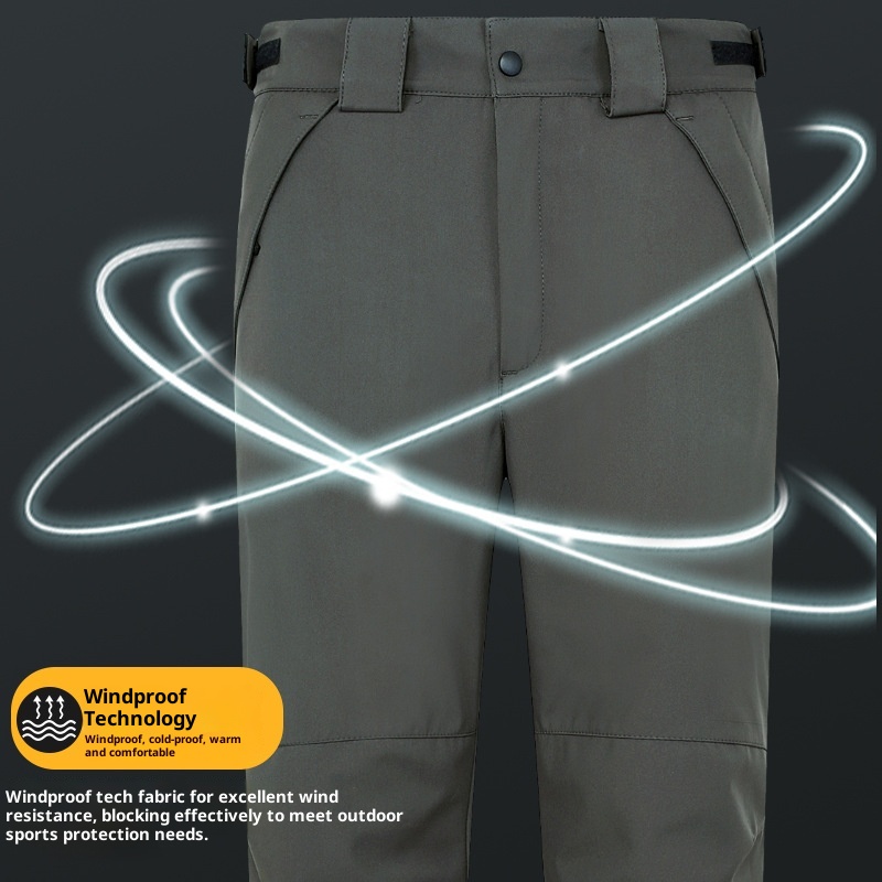 001 Outdoor Softshell Autumn Winter Men Women Fleece Lined Warm Cotton Ski Windproof Waterproof Hiking Pants With Logo_voghion.com