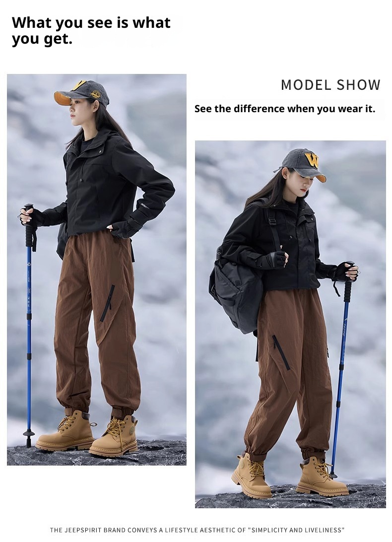 001 Camel HJCAMEL Outdoor Fleece-Lined Thickened Softshell Autumn Winter Men's Windproof Skiing Mountaineering Sports Cargo_voghion.com