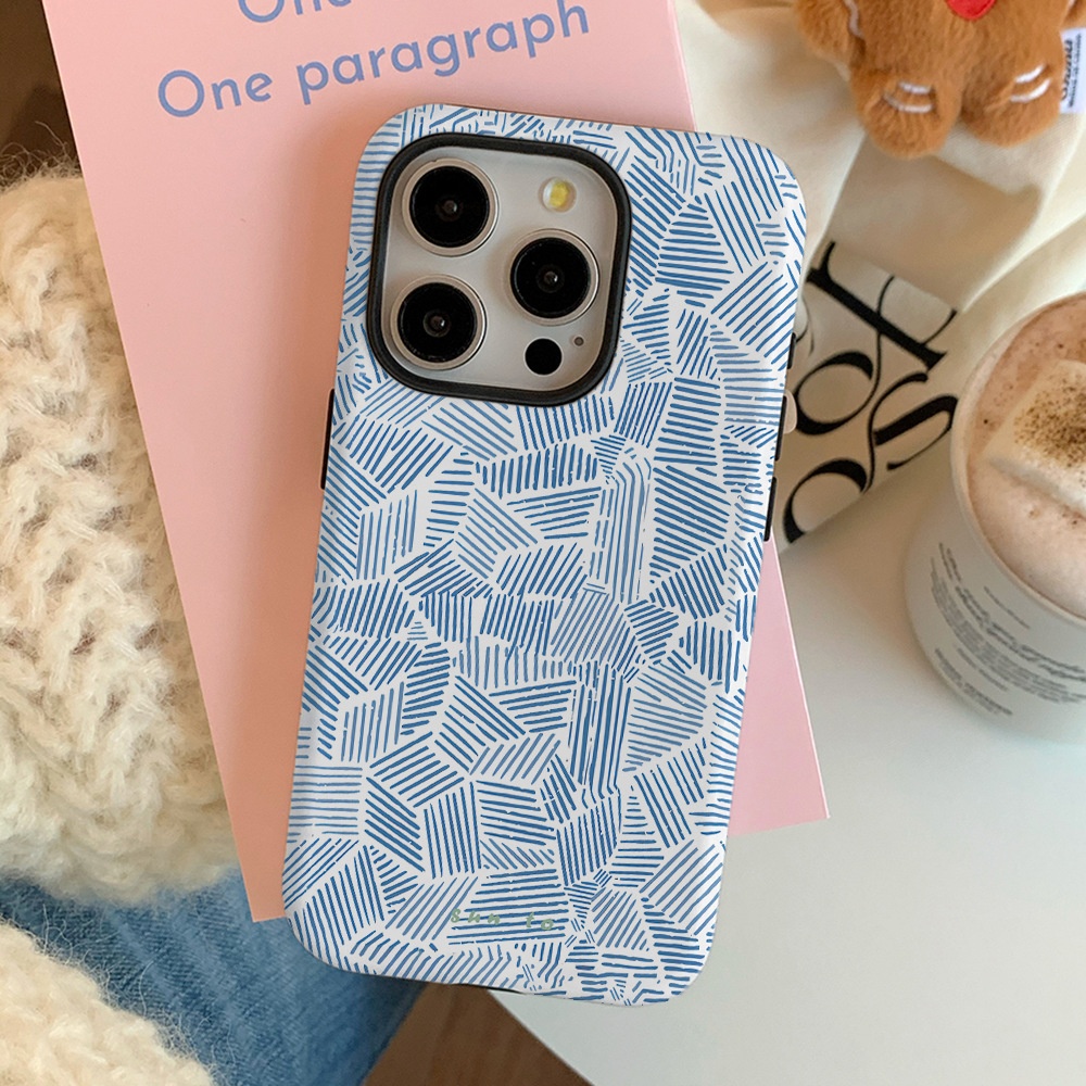 Coque rigide TechGlobe Ins Style Personality Patchwork à rayures, compatible avec iPhone 16 Pro Max/14/11/X_voghion.com