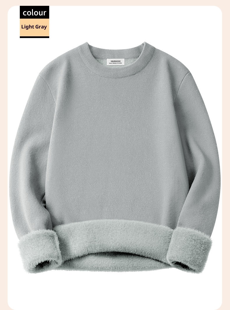 Maglione lavorato a maglia caldo in lana modale da uomo, maglietta base autunno inverno, scollo rotondo, versatile, manica lunga, all'ingrosso_voghion.com