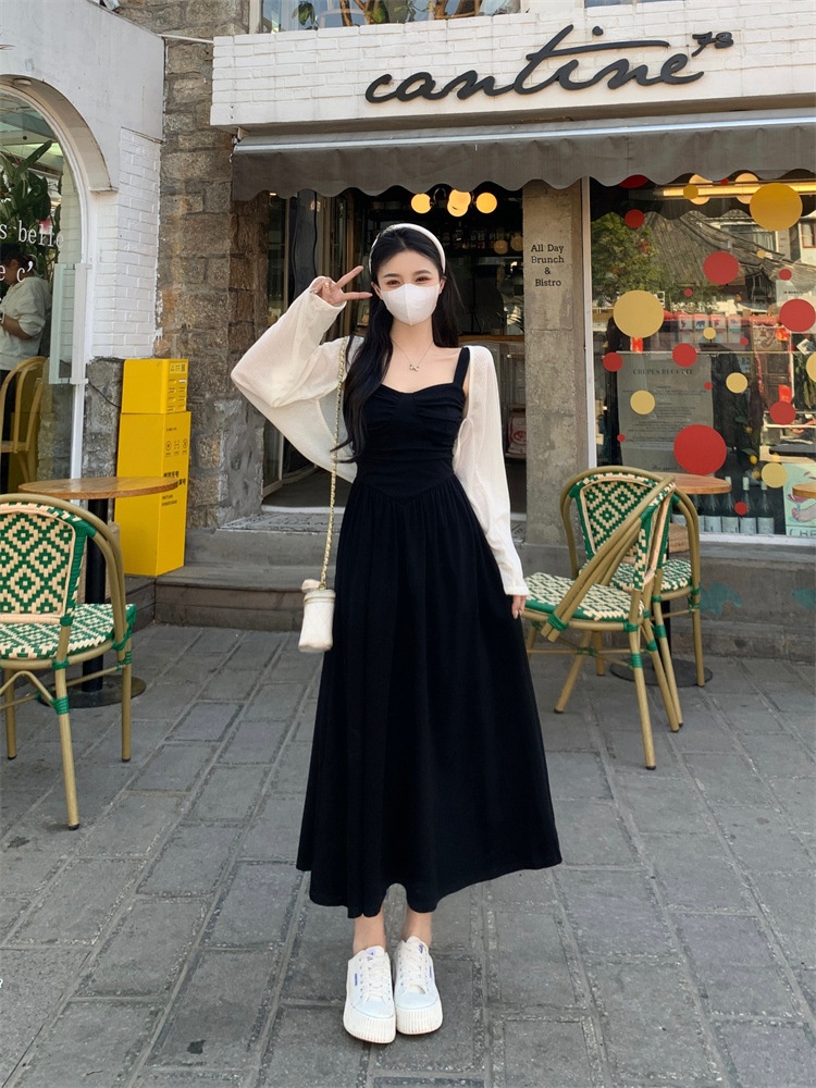 ChicShe Damen Plus Size Schwarzes Trägerkleid Sommer 2024 Fat MM Französisches Retro-Kleid in Midi-Länge mit taillierter Passform_voghion.com