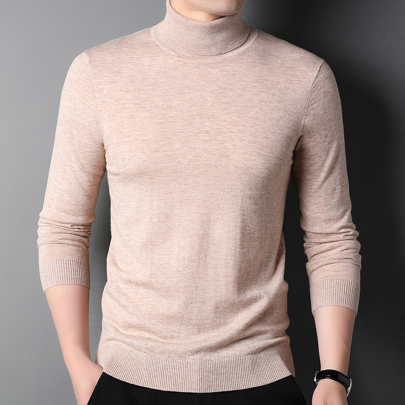 boy Boy Boy Fine Pullover High Neck Pure Wool Sweater For Men Casual Inner Layer Base Shirt Top_voghion.com