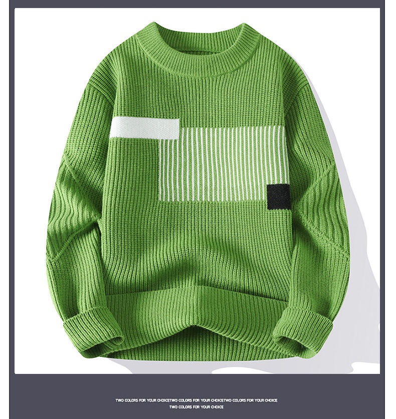 Herren-Strickpullover für Herbst/Winter: Neuer, dicker Fleece-Rundhalspullover für Teenager – Warme Basisschicht_voghion.com