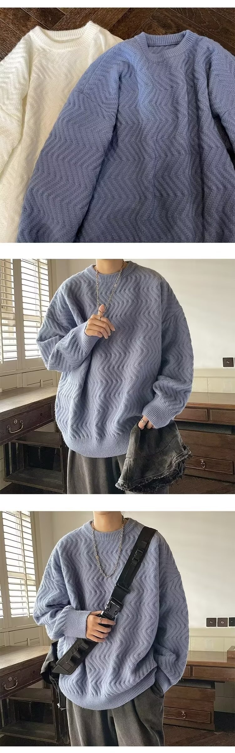 boy Boy Boy And Fluffy Soft Milk Series For Men Thickened Japanese Knitted Sweater Autumn Winter Lazy Korean Style High-end Coat_voghion.com