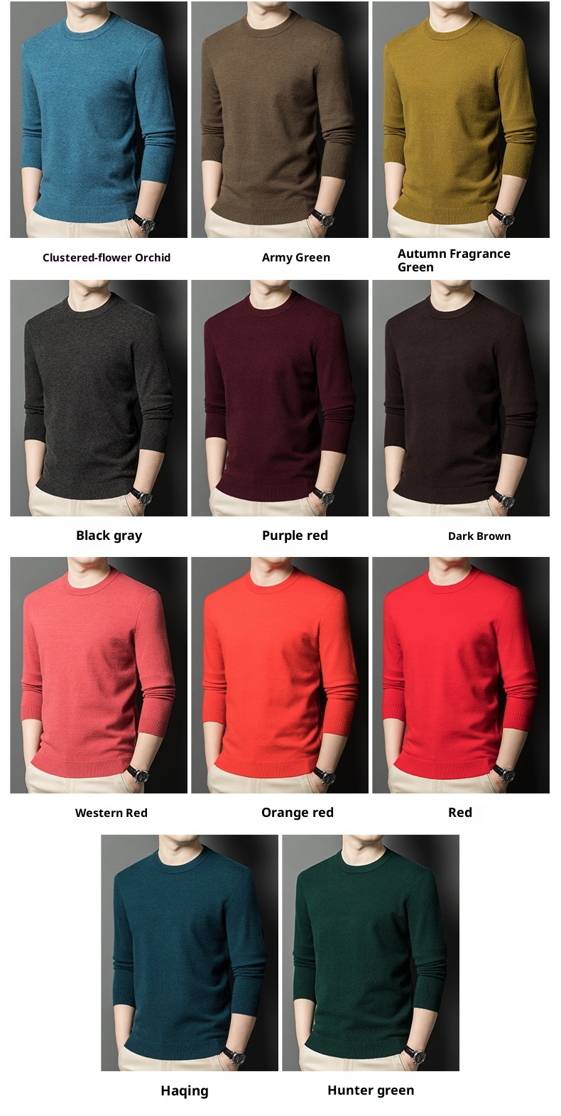 ragazzo Ragazzo Ragazzo Hunterson Abbigliamento Autunno Inverno Nuovo 450g Maglione da uomo in lana con collo rotondo caldo e base spessa per uomo_voghion.com