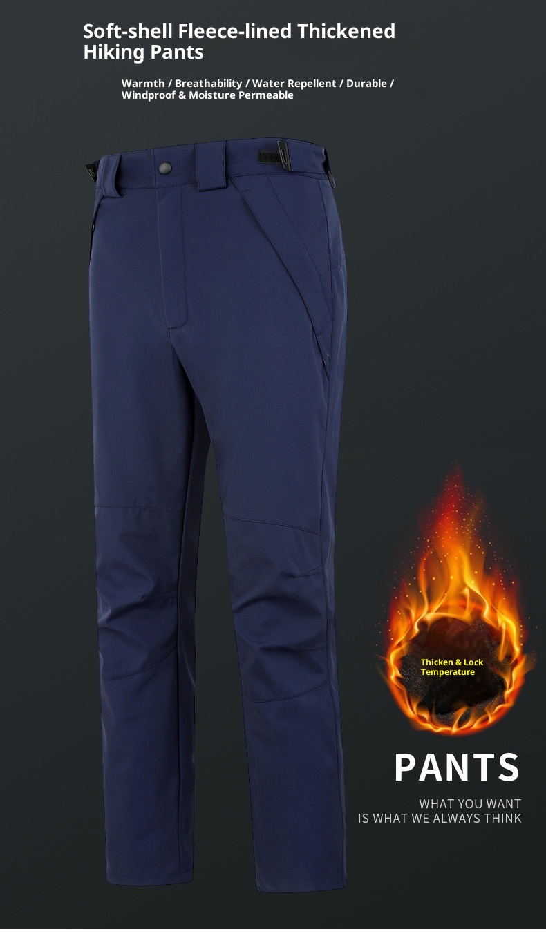 001 Outdoor Softshell Autumn Winter Men Women Fleece Lined Warm Cotton Ski Windproof Waterproof Hiking Pants With Logo_voghion.com