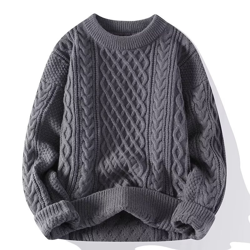 Herrenpullover „Boy Boy Boy“ – weich und kuschelig, trendige Marke für Herbst und Winter, Strickpullover mit Drehverschluss, Rundhalsausschnitt, warmer Innenschicht, lockere Passform_voghion.com