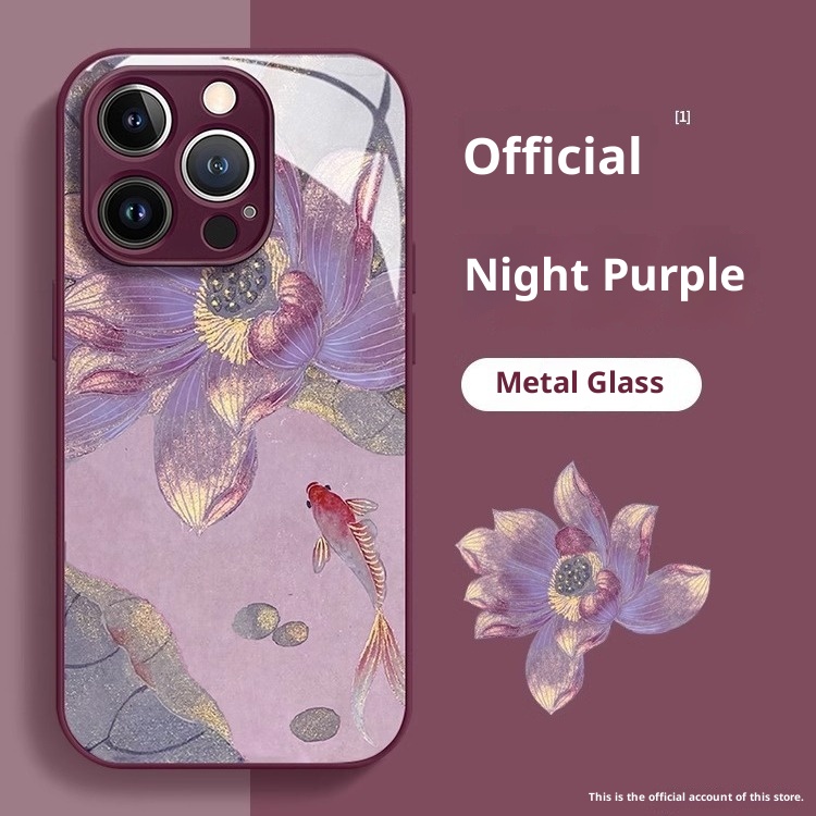 TechGlobe Koi Lotus Suitable For 15 National Trend Phone Case IPhone 13 Pro Liquid 12 Glass 7 High-end Full Coverage_voghion.com