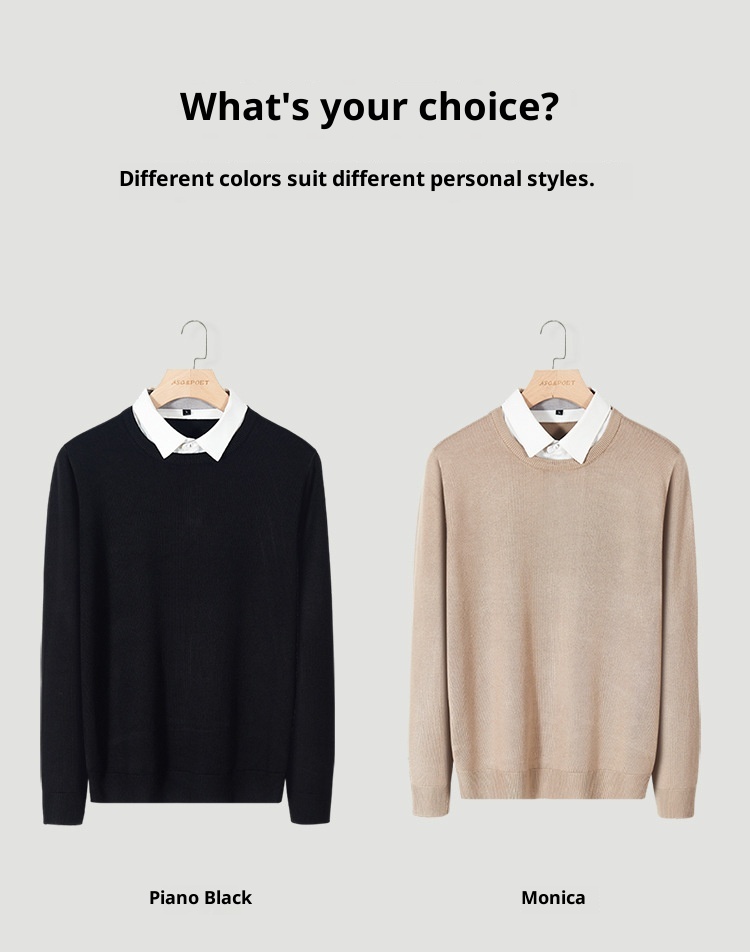 boy Boy Boy Two-Piece Kitted Autum Witer Custom Prited Shirt Collar Me's Ier Wear High-Ed Feel Top Base Sweater_voghion.com