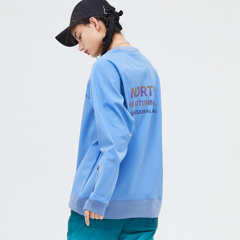 001 Bluza z kapturem, wiatroszczelna, wodoodporna, snowboardowa, narciarska, dla kobiet i mężczyzn, z okrągłym dekoltem, z kolorowym odblaskowym polarem, modne spodnie z szelkami_voghion.com