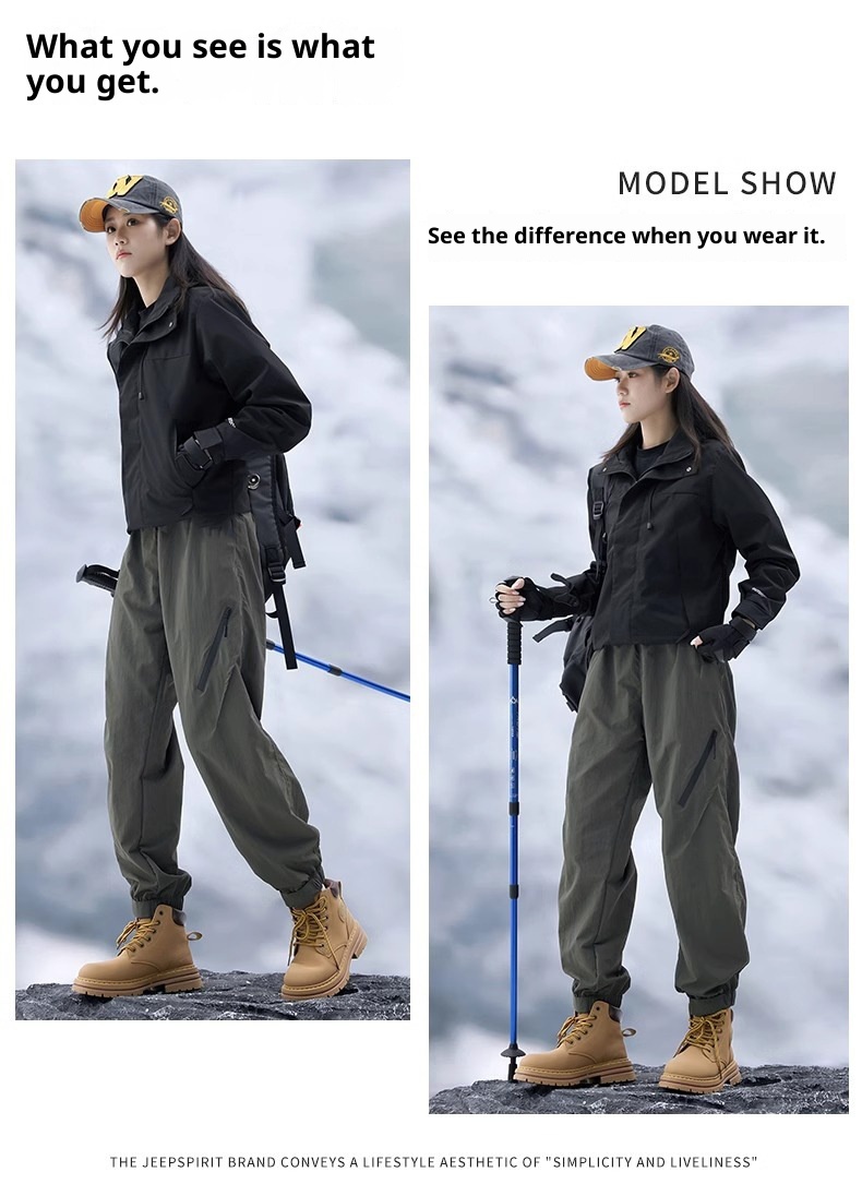 001 Camel HJCAMEL Outdoor Fleece-Lined Thickened Softshell Autumn Winter Men's Windproof Skiing Mountaineering Sports Cargo_voghion.com