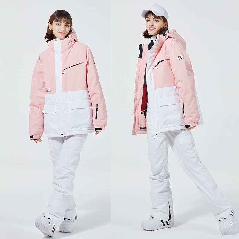 001 Suit Set For Men And Women Couples Winter Windproof Water-Resistant Warm Snowboard Snow Ski Pants Korean Version_voghion.com