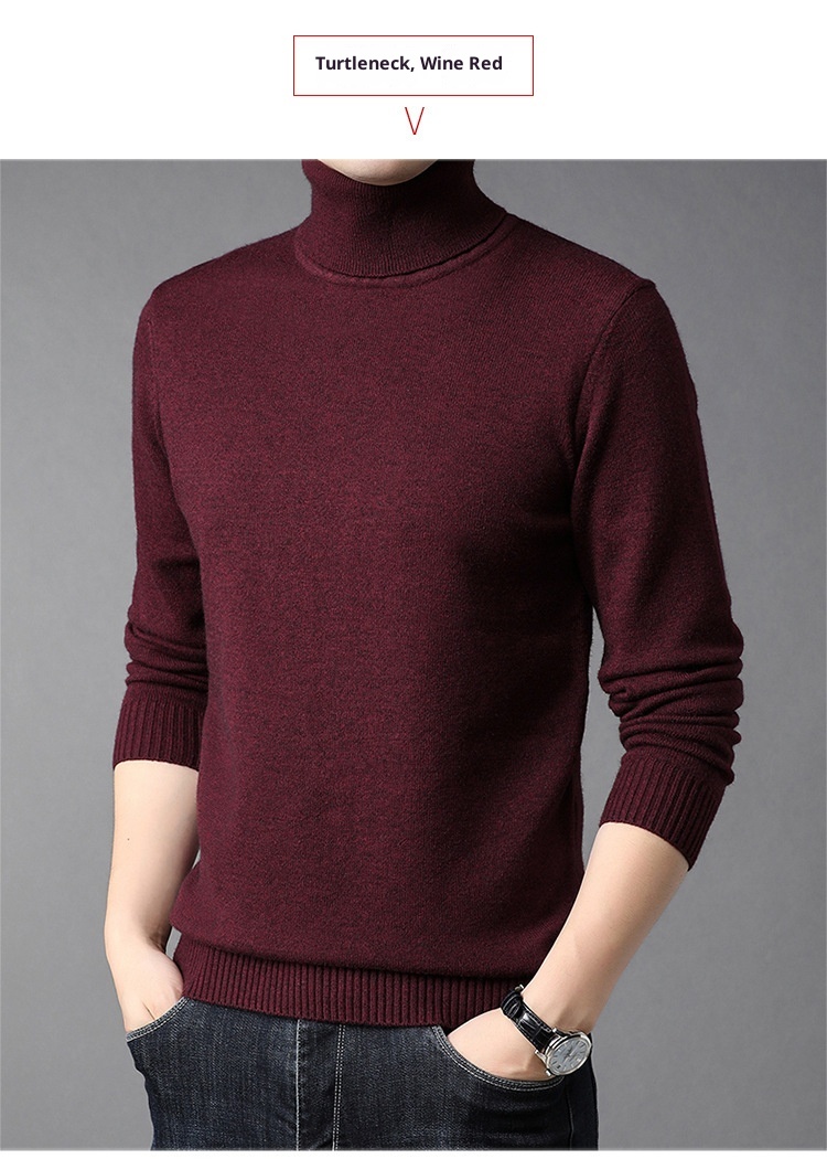 Boy Boy Boy Herren-Winterpullover aus reinem Kaschmir, dick gefüttert, halbrollkragen, Wollpullover für Herren mittleren Alters_voghion.com