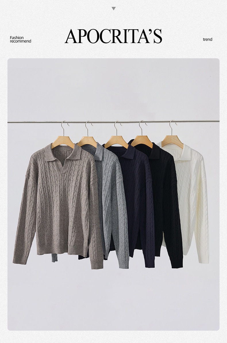 ragazzo Ragazzo Ragazzo APO Abbigliamento|Maglione da uomo transfrontaliero in stile coreano, stile antico, ampio, con collo a gabbiano, lavorato a maglia a trecce, lungo_voghion.com