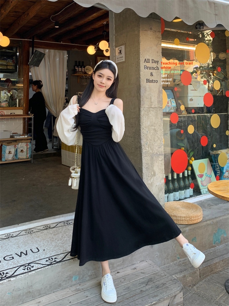 ChicShe Damen Plus Size Schwarzes Trägerkleid Sommer 2024 Fat MM Französisches Retro-Kleid in Midi-Länge mit taillierter Passform_voghion.com