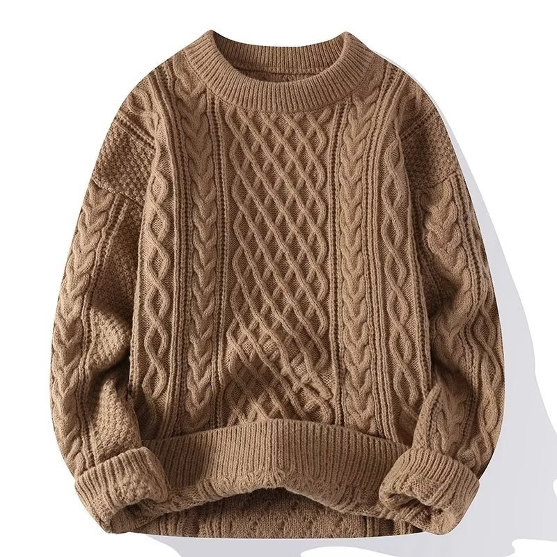 Herrenpullover „Boy Boy Boy“ – weich und kuschelig, trendige Marke für Herbst und Winter, Strickpullover mit Drehverschluss, Rundhalsausschnitt, warmer Innenschicht, lockere Passform_voghion.com