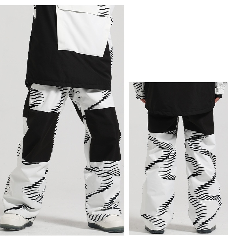 001 New Winter Pants For Women, Snowboard And Skiing, Thickened Windproof Warm Color Block Loose Snow Pants, Men's Ski_voghion.com