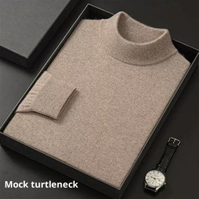boy Boy Boy Foreign Trade Double Turn High Neck Men Wool Soft Warm Knitted Solid Color Slim Fit Base Sweater Trendy_voghion.com