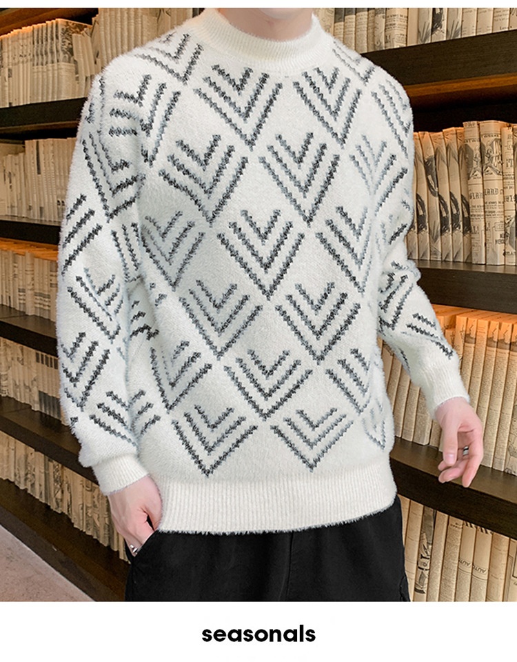 Jungen-Pullover aus Nerzfell für Teenager, dicker Winterpullover mit halbem Rollkragen, warmes Basishemd für Mittel- und Oberstufe_voghion.com