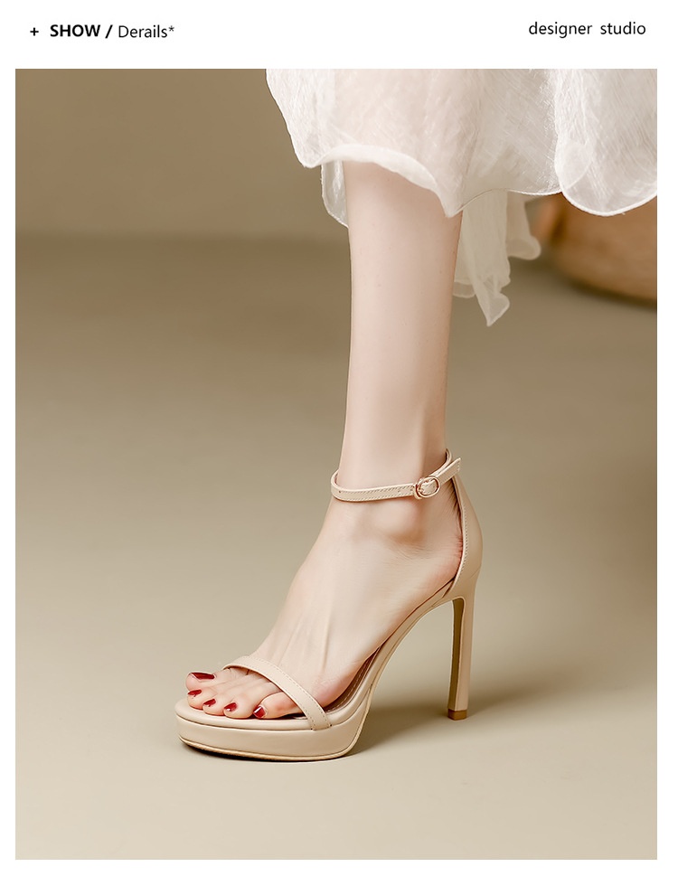 Zees 2025 nuovi sandali estivi alla moda con tacco alto, cinturino singolo, stiletto sexy, versatili, impermeabili, con suola spessa, per le donne_voghion.com