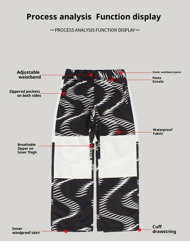 001 New Winter Pants For Women, Snowboard And Skiing, Thickened Windproof Warm Color Block Loose Snow Pants, Men's Ski_voghion.com