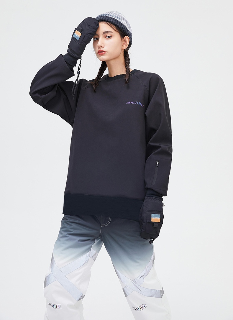 001 Bluza z kapturem, wiatroszczelna, wodoodporna, snowboardowa, narciarska, dla kobiet i mężczyzn, z okrągłym dekoltem, z kolorowym odblaskowym polarem, modne spodnie z szelkami_voghion.com