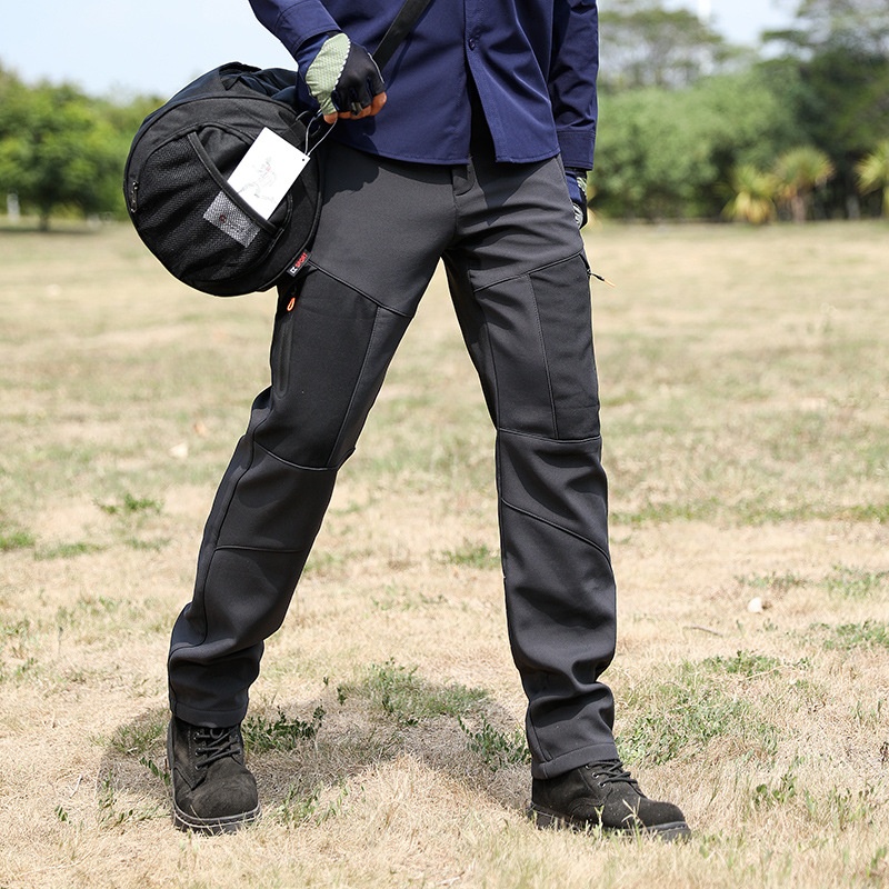 001 Outdoor Casual Long Windproof Watproof Thickened Cold-proof Warm Mountaineing Fleece Softshell Pants Men Autumn_voghion.com