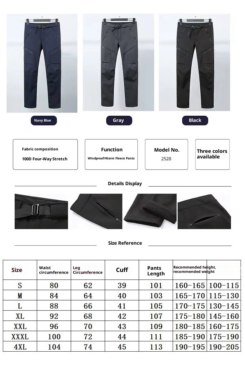 001 Pantaloni da sci impermeabili antivento da uomo, foderati in pile termico, per l'autunno e l'inverno_voghion.com